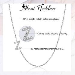 Hanpabum Letter Necklace Initial Necklace for Women Girls, Sideway 26 Alphabet Necklace A-Z