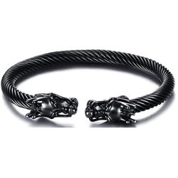 Mgutillart Punk Rock 10MM Titanium Steel Dragon Cuff Bracelet