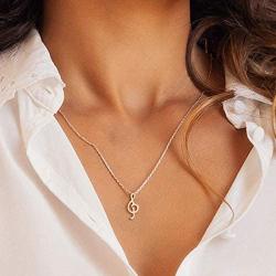 Agvana 14K Solid Real Rose Gold Musical Note Dainty Pendant Necklace Fine Jewelry Anniversary Birthday Gifts for Women Girls Mom Grandma Wife Daughter Her Yourself with Jewelry Box, 16+2 Inches