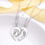 S925 Sterling Silver Mens Womens Couple Lovers Friendship BFF Matching Pendant Necklace for 2