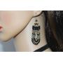 HANDMADE FASHION JEWELRY HANDCRAFTED BEADED BLACK NECKLACE HOOK EARRING SET S54/1