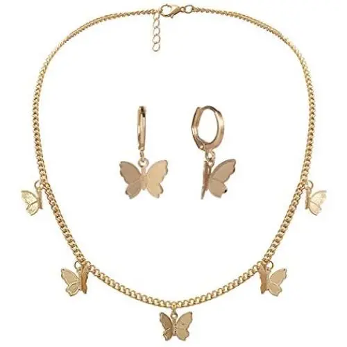 Nanafast Butterfly Necklace Earrings Set Adjustable Butterfly Chain Necklace Charm Hoop Earrings Butterfly Jewelry for Women Girls Christmas Birthday Nanafast Butterfly Necklace Earrings Set Adjustable Butterfly Chain Necklace Charm Hoop Earrings Butterfly Jewelry for Women Girls Christmas Birthday