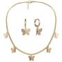 Nanafast Butterfly Necklace Earrings Set Adjustable Butterfly Chain Necklace Charm Hoop Earrings Butterfly Jewelry for Women Girls Christmas Birthday