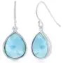 Sterling Silver High Polish Bezel-Set Natural Larimar Teardrop Earrings