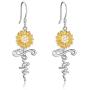 POPLYKE Sunflower Jewelry 925 Sterling Silver Sunflower Dangle Drop Earrings for Women Girls