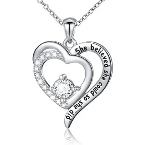 Inspirational Jewelry Sterling Silver She Believed She Could So She Did Love Heart Necklace Inspirational Jewelry Sterling Silver She Believed She Could So She Did Love Heart Necklace