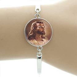 Blazing Autumn Religious Jesus Pendant Necklace/Bracelet Photo Glass Dome Jewelry