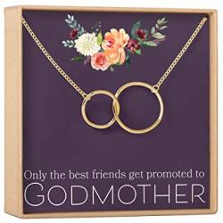 Dear Ava Godmother Necklace: Godmother Gift, Godmother Proposal, Fairy Godmother, Jewelry Gift, 2 Interlocking Circles (Gold-Plated-Brass, NA)