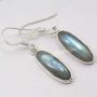 SilverStarJewel Sterling Silver Natural Labradorite Dangle Earrings 1.5'' Wedding Fashion
