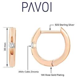PAVOI 14K Gold Plated Sterling Silver Cubic Zirconia Huggie Hoop Earrings for Women