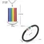 Jakob Miller Rainbow Necklace and Bracelet Set Stainless Steel Dog Tag Pendant Necklace and Handmade Magnet LGBT Pride Leather Bracelet for Unisex