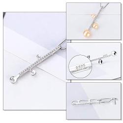 LGSY 925 Sterling Silver Cubic Zircon Pearl Bail Pendants for Pearl Jewely Making, Design Pendant Fitting for Fashion Jewlery