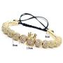 Charm Imperial Crown Braided Bracelets with 8mm Micro Pave Cubic Zirconia Beads 18K Gold King Bracelet for Men Boys