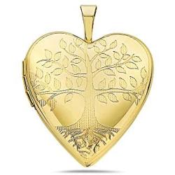 Pori Jewelers 14K Solid Yellow Gold Heart Locket Pendants- For Photos, Messages, sentimentals