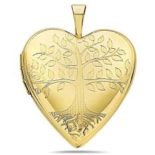 Pori Jewelers 14K Solid Yellow Gold Heart Locket Pendants- For Photos, Messages, sentimentals