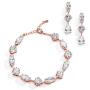 Mariell Rose Gold Zirconia Crystal Wedding Bracelet Earrings Set for Women, Jewelry for Bride, Bridesmaid