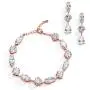Mariell Rose Gold Zirconia Crystal Wedding Bracelet Earrings Set for Women, Jewelry for Bride, Bridesmaid