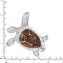 Aloha Jewelry Company Sterling Silver Koa Wood 3D Turtle Necklace Pendant with 18'' Box Chain