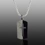 Steve Madden 28 Inch Polished Split Design Open Cross Dogtag Box Chain Necklace for Men in Black IP Plated Stainless Steel (Black)