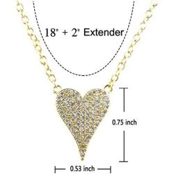 Pave Elongated Heart Pendant Heart Necklaces for Women Cubic Zirconia Necklace Valentines Day Gift