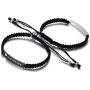 MEALGUET Stainless Steel ID Plate Bracelets Custom Engraving Handmade Braided Rope Wrist Bangle for Men Women Friendship Couple Bracelet for Christmas