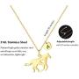 Girls Horse Necklace, Dainty Horse Jewelry for Girls Initial Necklace, Stainless Steel Kids Heart Initial Necklace Horse Girl Horse Pendant Letter Necklace Horse Gifts for Teen Girls Horse Lovers