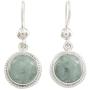 NOVICA Green Jade and .925 Sterling Silver Round Dangle Earrings, Mixco Moon