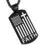 HZMAN American Flag Patriotic Cross Dog Tag Religious Faith Jewelry Pendant Necklace