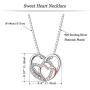 Sllaiss 925 Sterling Silver Love Heart Necklace for Women CZ Triple Heart Pendant Necklace Valentine Birthday Gift Jewelry with Box Chain 18'' +2''