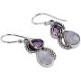 NOVICA Multi-Gem Rainbow Moonstone .925 Sterling Silver Dangle Earrings, Two Teardrops