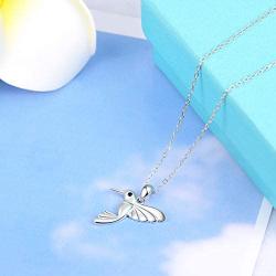 ACJNA 925 Sterling Silver Hummingbird Pendant Nature Bird Critter Necklace Jewelry Gift,18inch rolo Chain