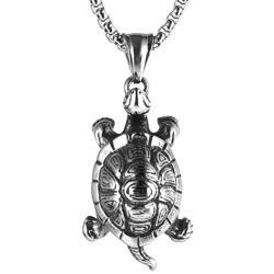 HZMAN Vintage Tortoise Turtle Stainless Steel Pendant Necklace for Men Women Fashion Jewelry