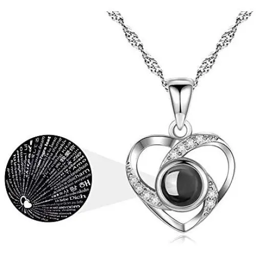 925 Sterling Silver Heart I Love You Necklace 100 Languages Love Necklace for Girlfriend Wife Romantic Gifts for Her 925 Sterling Silver Heart I Love You Necklace 100 Languages Love Necklace for Girlfriend Wife Romantic Gifts for Her