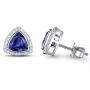 Lanmi 14K White Yellow Gold Genuine Tanzanite Diamond Dangle Drop Earrings Studs for Women Ladies Engagement Wedding