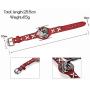 Gloalwin Jewellery Leather Bracelet for Men Genuine Leather Cuff Stainless Steel Adjustable Unisex Wristband (Red)