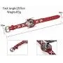 Gloalwin Jewellery Leather Bracelet for Men Genuine Leather Cuff Stainless Steel Adjustable Unisex Wristband (Red)