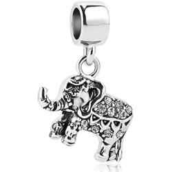 Q&Locket Elephant Charms Dangle Animal Beads for Bracelets