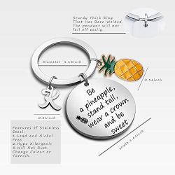 G-Ahora Motivational Initial Keychain Be a Pineapple Stand Tall Wear a Crown and Be Sweet Keychain Tropical Inspirational Alphabet Jewelry Initial Charm