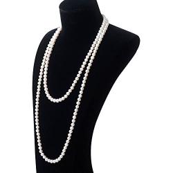 VIKI LYNN Faux Pearl Necklace Costume Jewelry Fashion Flapper Accessories 59 inch Long Necklaces for Women