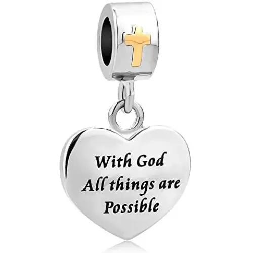 QueenCharms with God All Things All Possible Religious Charm Beads for Bracelets QueenCharms with God All Things All Possible Religious Charm Beads for Bracelets