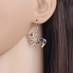 NEWEI Enamel Alloy Welsh Corgi Pembroke Dog Earrings Dangle Drop Hook For Women Kids Charm Fashion Animal Pet Jewley Gifts Accessories