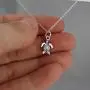 Sterling Silver Tiny Baby Sea Turtle 3D Charm Necklace, 18'' Cable Chain
