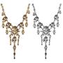 YADOCA 2 Pcs Multi-Level Pirate Skull Charm Necklace Collar Bib for Women Punk Gothic Statement Party Jewelry
