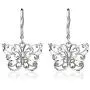 Sterling Silver Diamond-cut Filigree Thin Dainty Butterfly Dangle Drop Leverback Earrings Sterling Silver Diamond-cut Filigree Thin Dainty Butterfly Dangle Drop Leverback Earrings