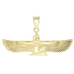Pharaonic Gold Egyptian Winged Goddess Isis Charm Pendant