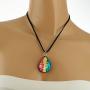 Suvani Jewelry Hand Blown Venetian Murano Glass Pastel Rasta Reggae Pastel 3 Colors Teardrop Puff Pendant Necklace