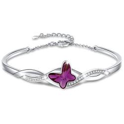 GEORGE · SMITH Infinity Love Butterfly Crystal Women Bangle Bracelet White Gold Adjustable Charms Bracelets with Austria Crystals Mothers Day Jewelry Gifts with Elegant Gift Box