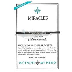 My Saint My Hero Miracles Words of Wisdom Bracelet - Silver-Tone on Black Cord