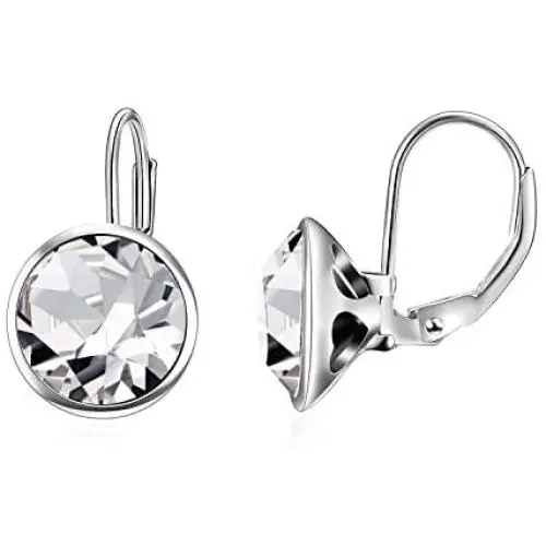 AOBOCO Sterling Silver Bella Earrings Embellished with Crystals from Austria, Hypoallergenic Pierced Leverback Cushion Cut Earrings, Fine Jewelry Gifts for Women
