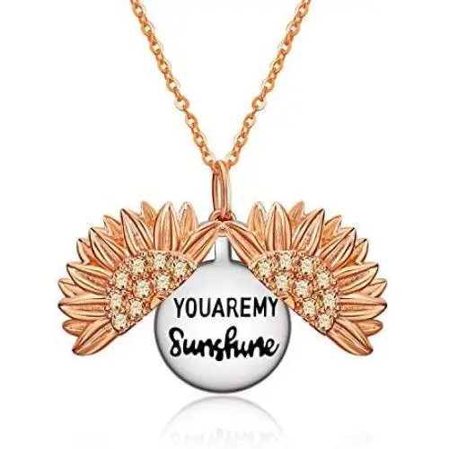 You are My Sunshine Necklace Sterling Silver Personalized Simulated Birthstone Sunflower Necklace Locket with Engraved Hidden Message Pendant Jewelry Gifts for Her You are My Sunshine Necklace Sterling Silver Personalized Simulated Birthstone Sunflower Necklace Locket with Engraved Hidden Message Pendant Jewelry Gifts for Her